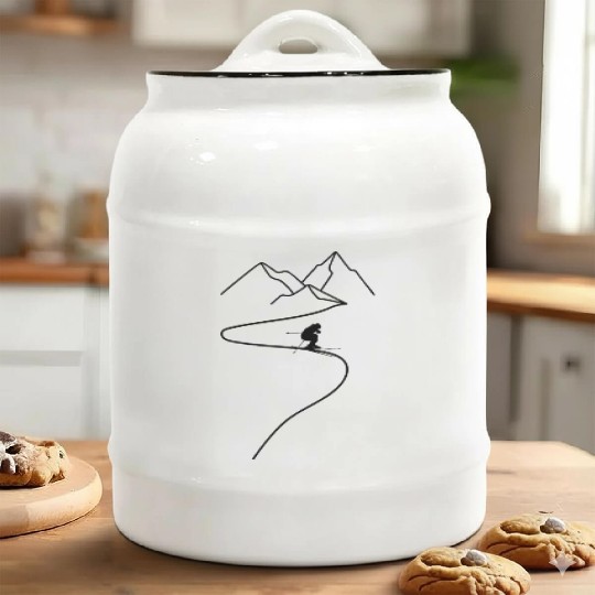 Skiing Mountains Winter sports Nature Ceramic Cookie Jars