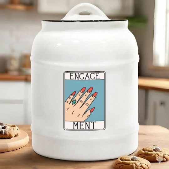 Engagement - Engaged Tarot Card - Wedding Proposal Ceramic Cookie Jars