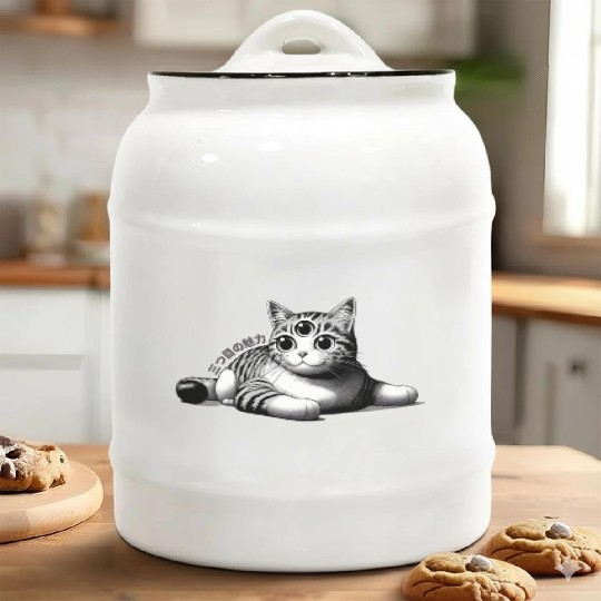 Three-Eyed Cat Enigma: A Mystical Japanese Marvel Ceramic Cookie Jars