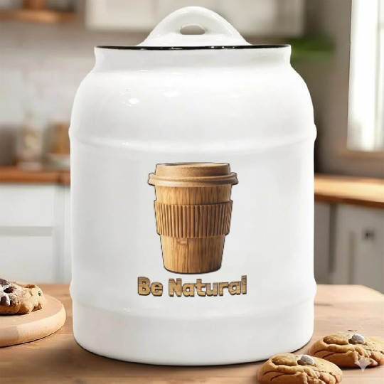 Be Natural, Bamboo Coffe Cup Ceramic Cookie Jars