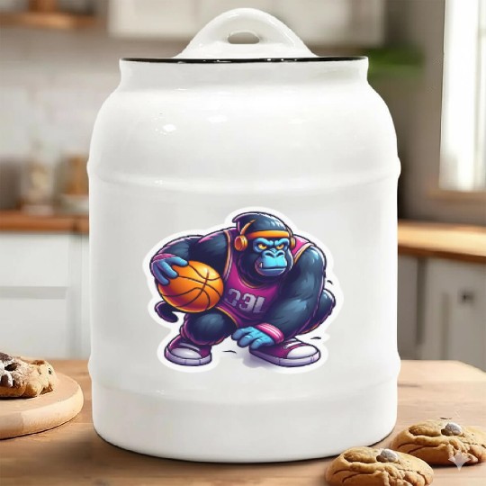 Cool Funky Gorilla Slammin' Basketball Ceramic Cookie Jars