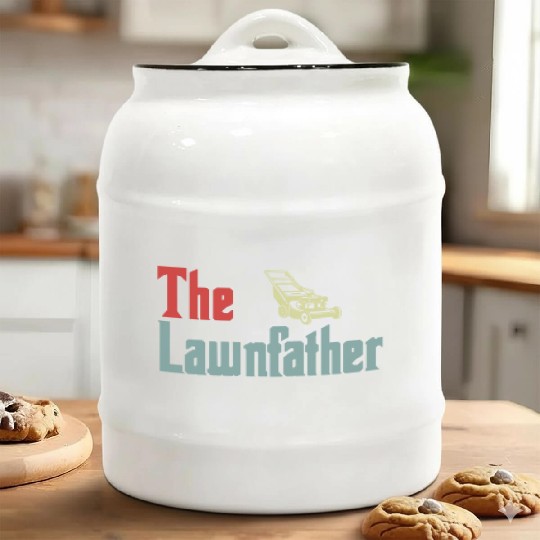Lawn Mowing Lawnfather Father's Day Funny Ceramic Cookie Jars