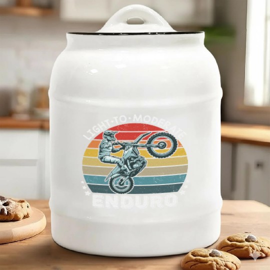 Motorcycle Adventure Rider Light To Moderate Ceramic Cookie Jars