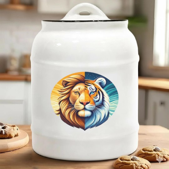Lion Tiger Ceramic Cookie Jars