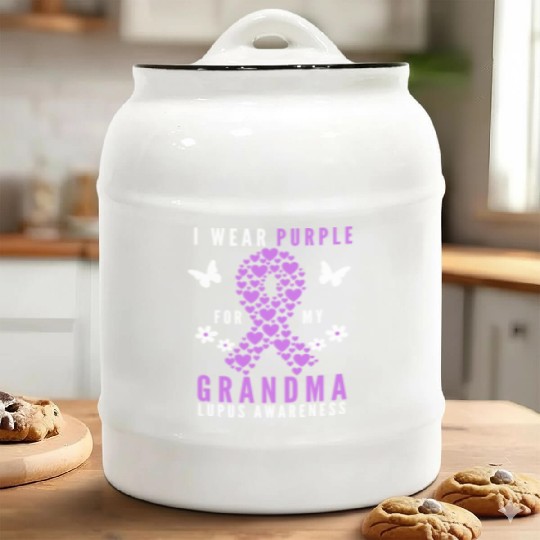 I wear purple for my grandma lupus awareness Ceramic Cookie Jars