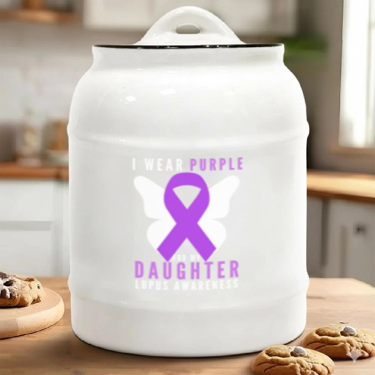 I wear purple for my daughter lupus awareness Ceramic Cookie Jars