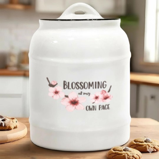 Spring floral Ceramic Cookie Jars Elegant Cherry Blossom Design