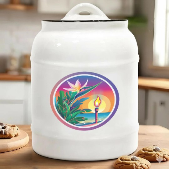 Paradise Flower and Torch Ceramic Cookie Jars