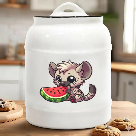 Hyena with Watermelon Summer Fruit Ceramic Cookie Jars