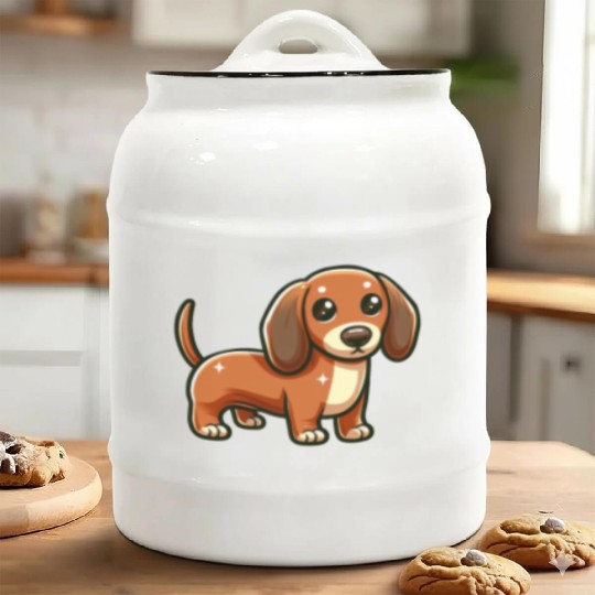 Royal Miniature Dachshund Puppy Odyssey Cartoom Ceramic Cookie Jars