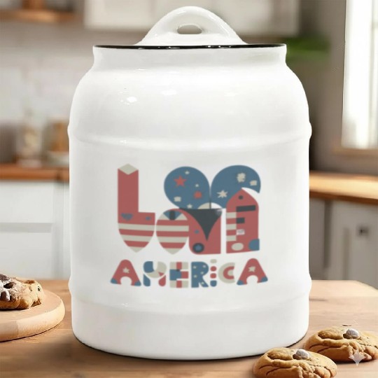 I Love America Ceramic Cookie Jars