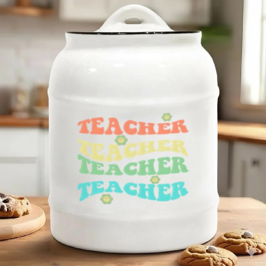Retro Groovy In My Teacher Era Teacher Life T-Shir Ceramic Cookie Jars