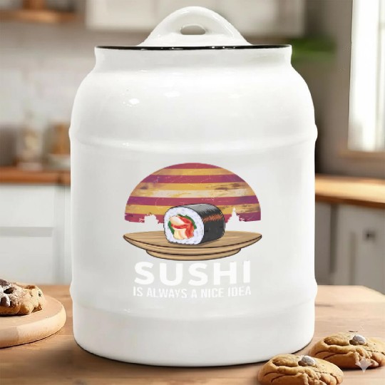 Sushi On A Retro Sunset Ceramic Cookie Jars