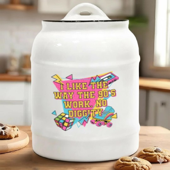 Like the 90s Work Retro 1990 Vintage Music Songs P Ceramic Cookie Jars