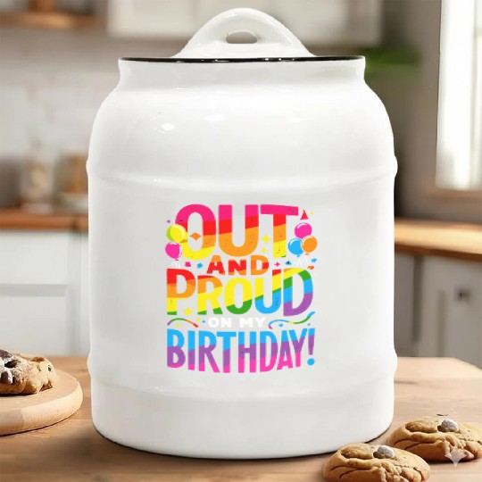 Birthgay Gay Pride Flag Pride Month Equal Rights Ceramic Cookie Jars
