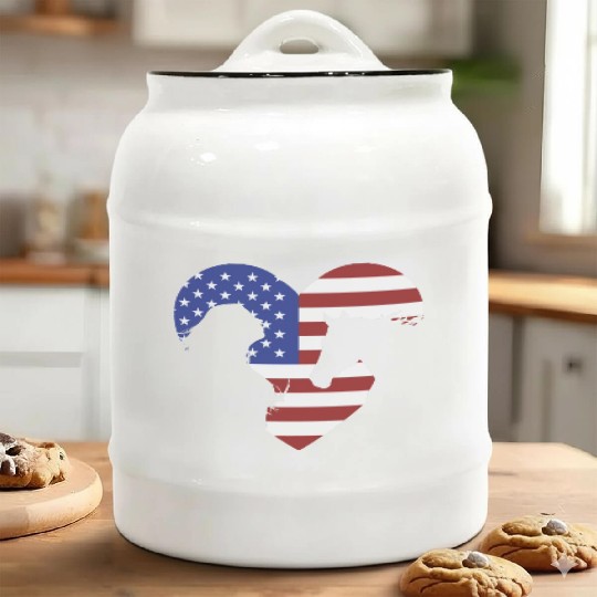American Flag Horse lover for girls & women Ceramic Cookie Jars