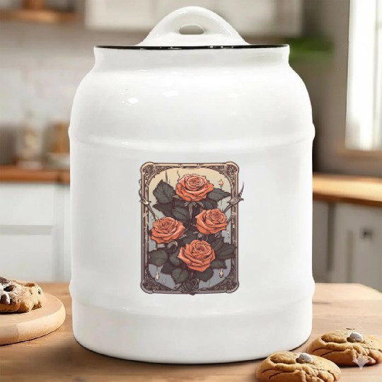 Rose Tarot Card Reader Astrology Occult Ceramic Cookie Jars