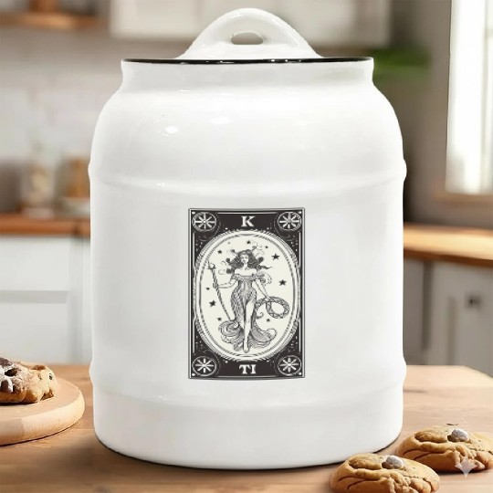 Themis Tarot Card Astrology Occult Mystical Ceramic Cookie Jars