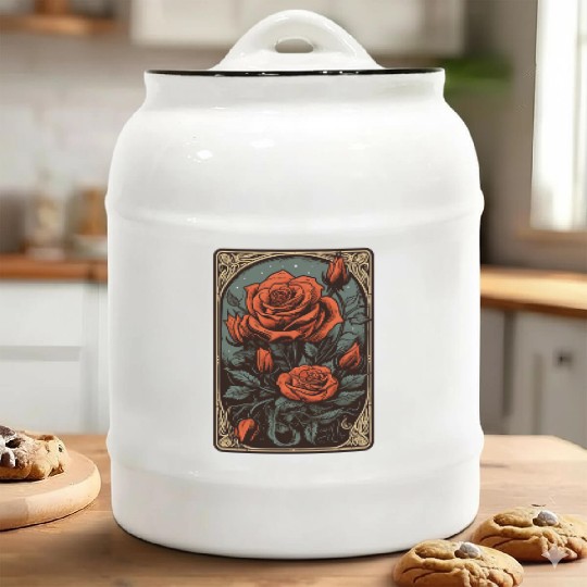 Rose Tarot Card Reader Astrology Occult Ceramic Cookie Jars