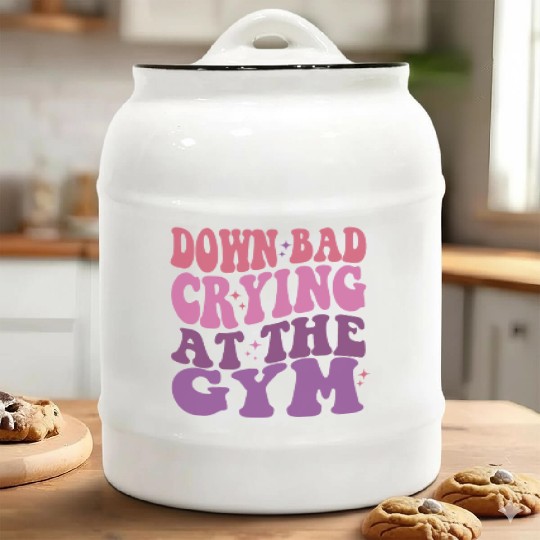 Down Bad Crying At The GYM Workout Training Ceramic Cookie Jars