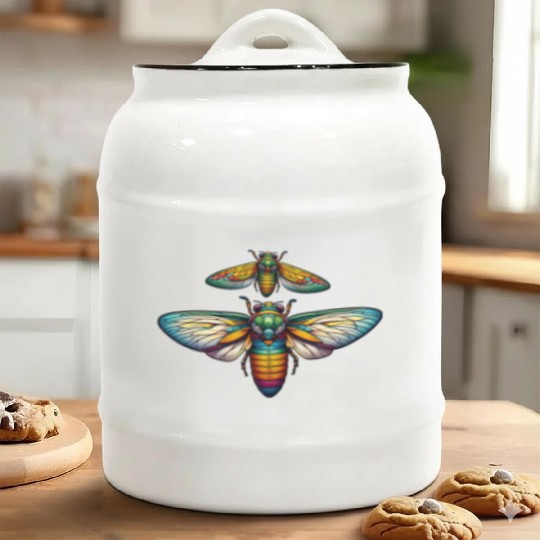 Colorful Cicada Insect Great Eastern Brood Cicada Ceramic Cookie Jars
