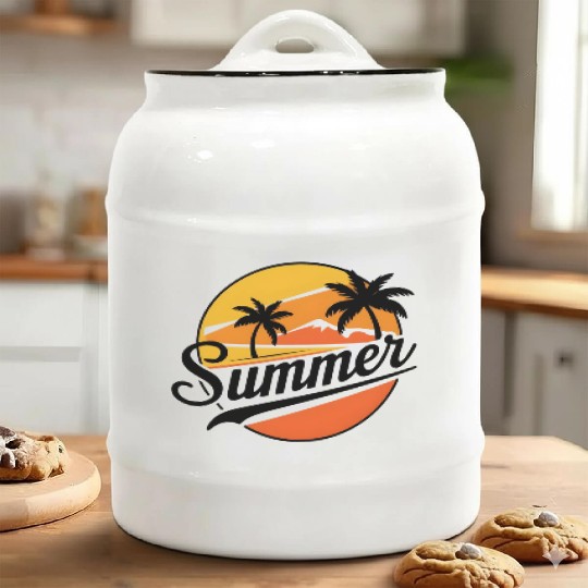 Chill Summer Vibes Palm Trees Ceramic Cookie Jars