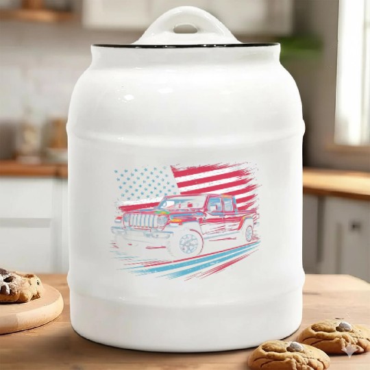 Jeep Gladiator JT US Flag Ceramic Cookie Jars