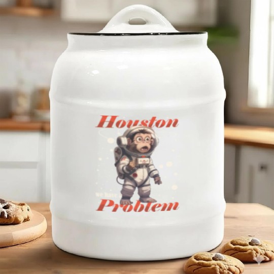 Houston we have a problem astronaut space monkey Ceramic Cookie Jars