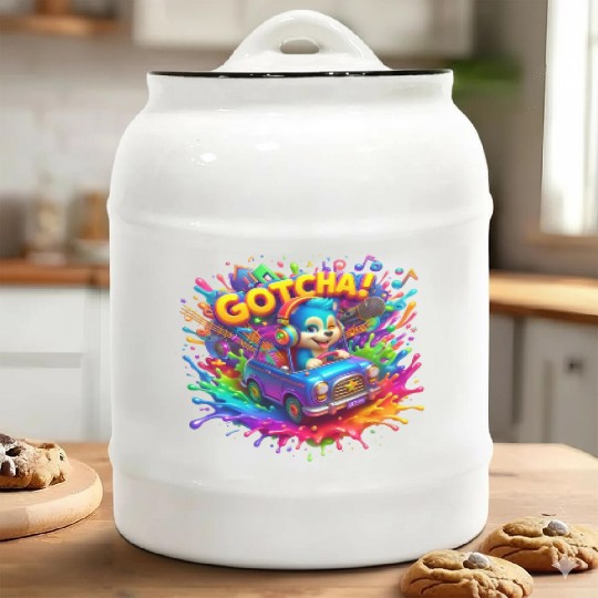 Stellar Cadence: Symphony of Neon Hues - GoTCha! Ceramic Cookie Jars