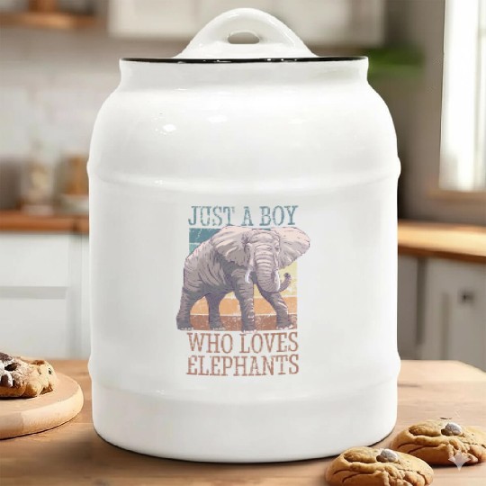 Elephant Spirit Animal Embrace Vintage Vibe Ceramic Cookie Jars