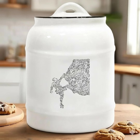 Bouldering Rock Climber Nature Sport Drawing Climb Ceramic Cookie Jars