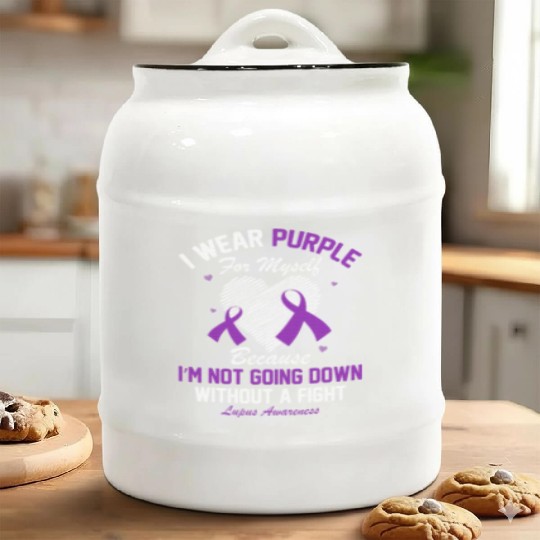 I Wear Purple For Myself Lupus Awareness Heart Ceramic Cookie Jars