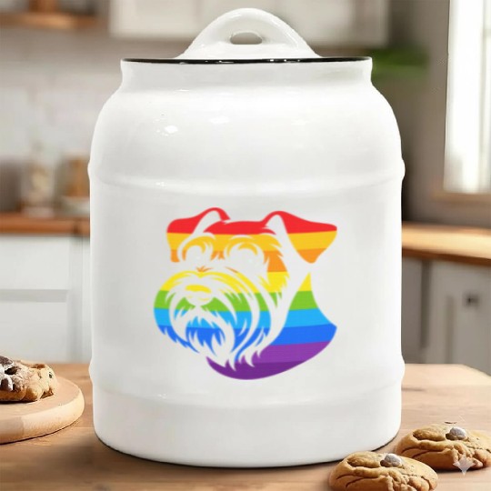 Miniature Schnauzer Rainbow LGBT Gay Pride Lesbian Ceramic Cookie Jars