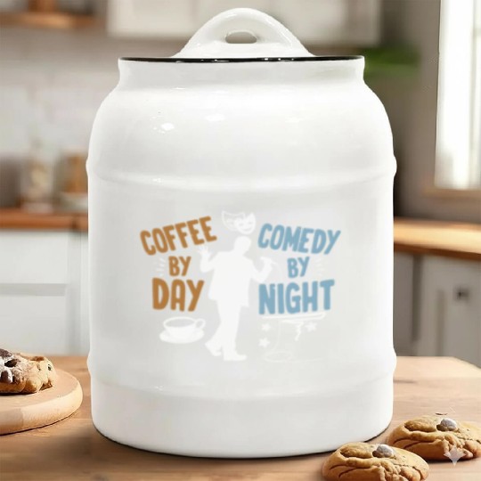 Coffee By Day Comedy By Night Comedian Ceramic Cookie Jars