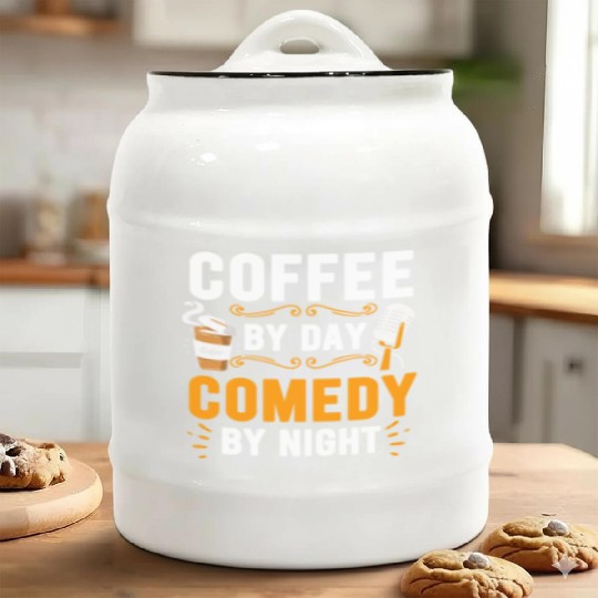 Coffee By Day Comedy By Night Comedian Ceramic Cookie Jars