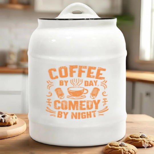 Coffee By Day Comedy By Night Comedian Ceramic Cookie Jars