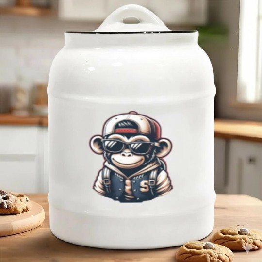 Ceramic Cookie Jars Funny of a monkey dressed as rap
