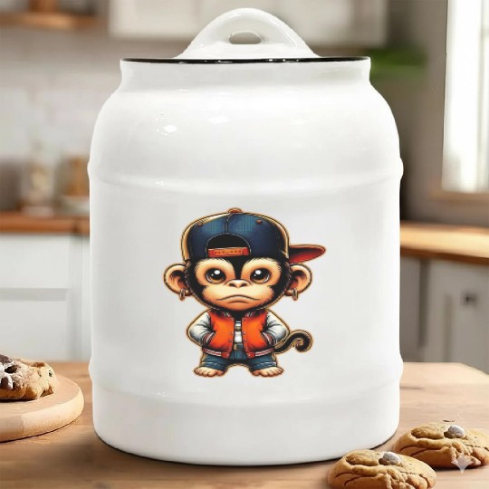 Ceramic Cookie Jars Funny of a monkey dressed as rap
