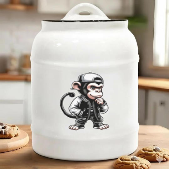 Ceramic Cookie Jars Funny of a monkey dressed as rap