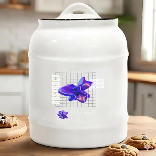 Black Blue Abstract Streetwear Ceramic Cookie Jars