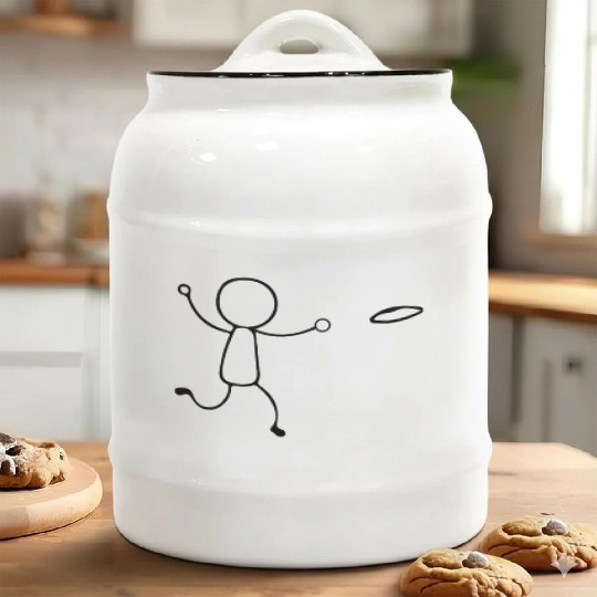 Funny Disc Golf stick figure disc golf player Ceramic Cookie Jars