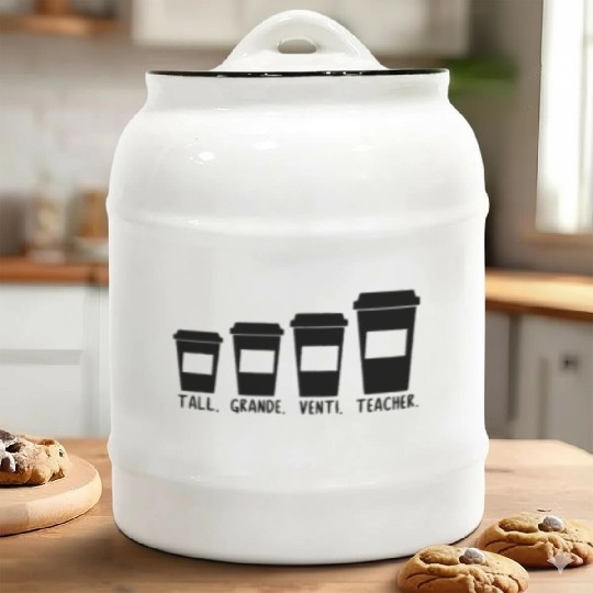 Coffee Themed Teacher Tall Grande Venti Teacher Ceramic Cookie Jars