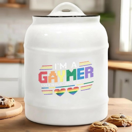Gaymer Like A Regular Gamer But Way Gayer Gamer Ceramic Cookie Jars