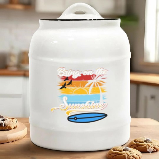 Bring on the Sunshine! Text Design Ceramic Cookie Jars