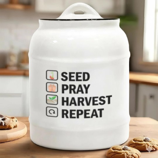 Seed Pray Harvest Repeat Ceramic Cookie Jars
