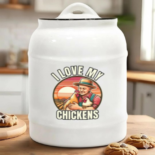 I Love My Chickens Funny Farm Bird Ceramic Cookie Jars