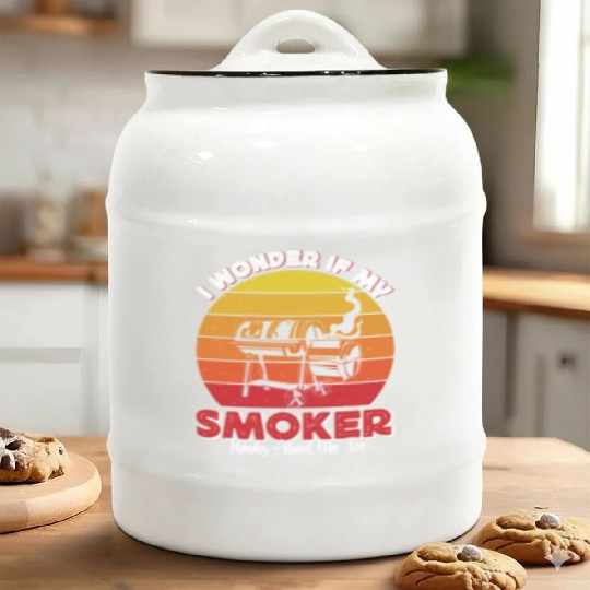 BBQ Party I WONDER IF MY SMOKER THINKS ABOUT ME Ceramic Cookie Jars