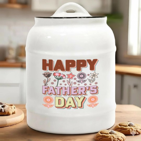 Happy Father's Day Card with Text Ceramic Cookie Jars