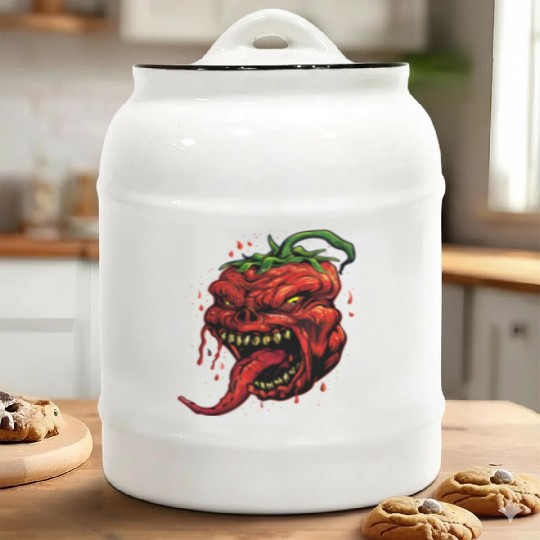 BBQ Hot Chili Carolina Reaper Hot Sauce Gift idea Ceramic Cookie Jars
