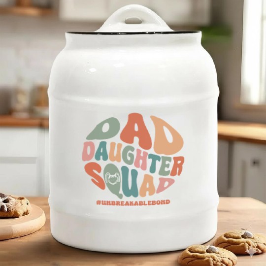 Dad daughter squad, Fathers day Ceramic Cookie Jars